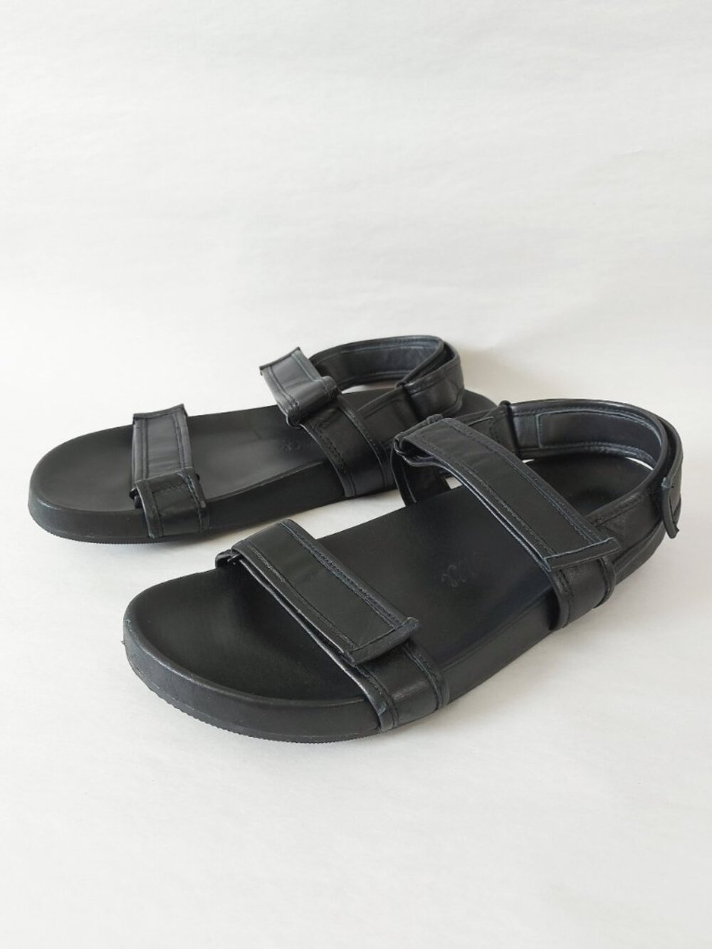 J Crew Men Quiet Luxury Adjustable Hook Loop Sandals Size 10 Black Comfy Casual